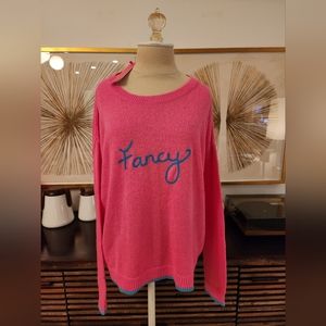 NEW Lilly Pulitzer Charlton Sweater in Pink Topaz “Fancy” Chainstitch Blue Trim